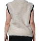 Burberry White WARRENFORD Shearling Leather Vest Coat Jacket