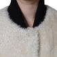 Burberry White WARRENFORD Shearling Leather Vest Coat Jacket