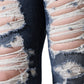 Dolce & Gabbana Blue Cotton Stretch Tattered Skinny Jeans