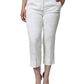 Dolce & Gabbana White Floral Brocade Cotton Cropped Pants