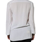 Dolce & Gabbana White Ascot Collar Long Sleeve Top Blouse