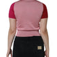 Dolce & Gabbana Pink Short Sleeves Pullover Ascot Collar Top