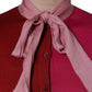 Dolce & Gabbana Pink Short Sleeves Pullover Ascot Collar Top