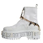 Dolce & Gabbana White Rubber Embellished Logo Ankle Boots Shoes