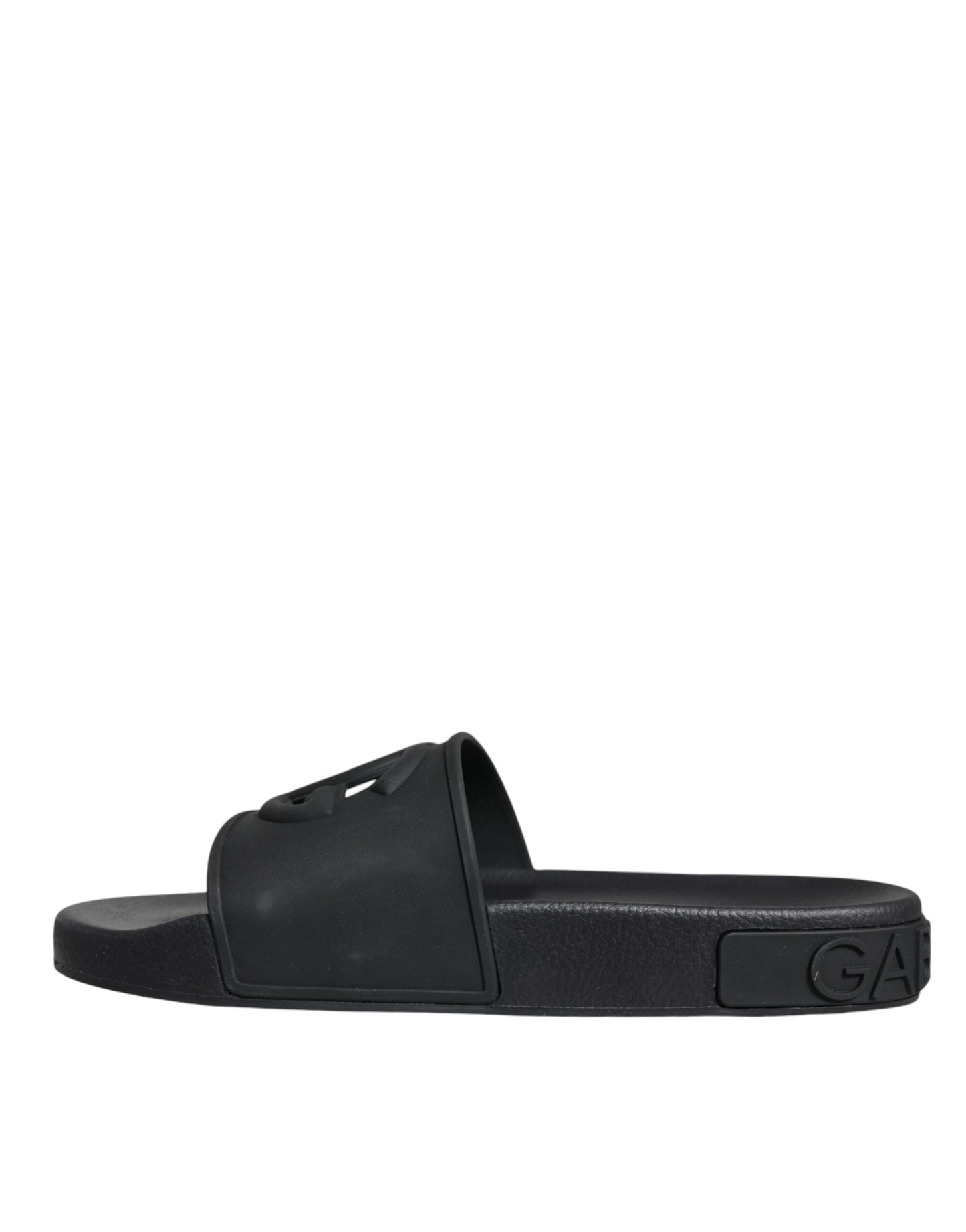 Dolce & Gabbana Black Rubber Slides Sandals Beachwear Shoes