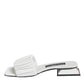 Dolce & Gabbana White Leather Slides Flats Sandals Shoes