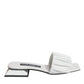 Dolce & Gabbana White Leather Slides Flats Sandals Shoes