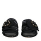 Dolce & Gabbana Black White Crystal Slides Sandals Shoes