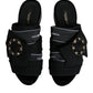 Dolce & Gabbana Black White Crystal Slides Sandals Shoes