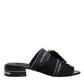 Dolce & Gabbana Black White Crystal Slides Sandals Shoes