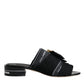 Dolce & Gabbana Black White Crystal Slides Sandals Shoes