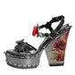 Dolce & Gabbana Silver Embellished Platform Heels Sandals Shoes