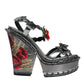 Dolce & Gabbana Silver Embellished Platform Heels Sandals Shoes