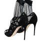 Dolce & Gabbana Black Tulle Stretch Heels Sandals Shoes