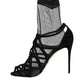 Dolce & Gabbana Black Tulle Stretch Heels Sandals Shoes