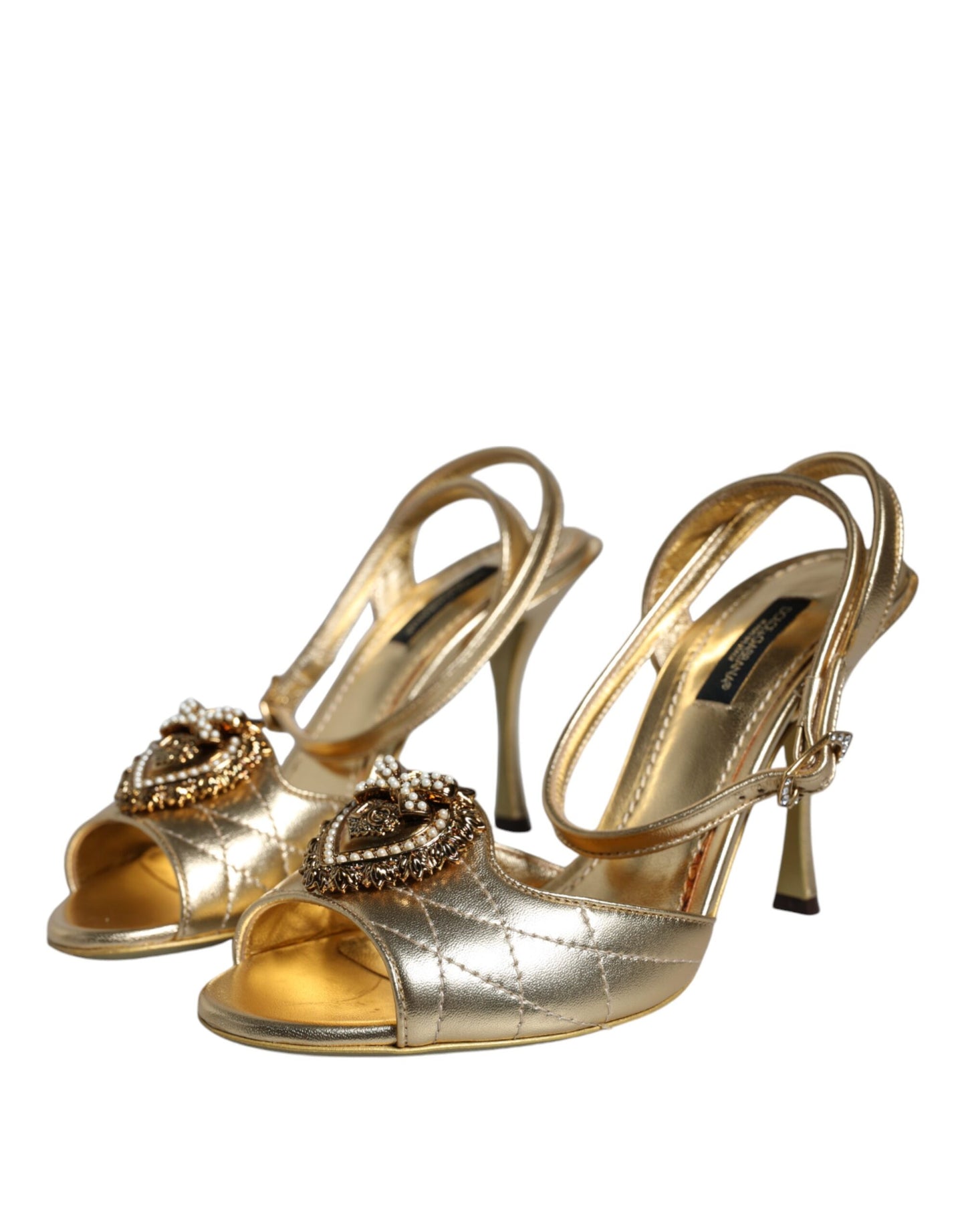 Dolce & Gabbana Gold Devotion Embellished Keira Sandals Shoes