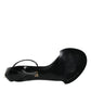 Dolce & Gabbana Black Keira Leather Faux Pearl Sandals Heels Shoes