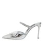 Dolce & Gabbana Silver Leather Slip On Heels Sandals Shoes