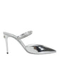 Dolce & Gabbana Silver Leather Slip On Heels Sandals Shoes