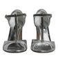 Dolce & Gabbana Silver Leather T-strap Heels Sandals Shoes