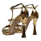 Dolce & Gabbana Gold Leather Baroque Heels Sandals Shoes