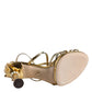 Dolce & Gabbana Gold Leather Baroque Heels Sandals Shoes