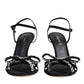 Dolce & Gabbana Black Leather Crystal Bow Heels Sandals Shoes