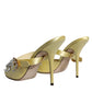 Dolce & Gabbana Yellow Crystal Slides Heels Sandals Shoes