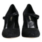 Dolce & Gabbana Black Suede Mary Jane Heel Sandals Shoes