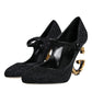 Dolce & Gabbana Black Suede Mary Jane Heel Sandals Shoes