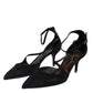 Dolce & Gabbana Black Suede Ankle Strap Heels Pumps Shoes