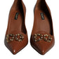 Dolce & Gabbana Brown Amore Calf Leather Heels Pumps Shoes