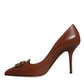 Dolce & Gabbana Brown Amore Calf Leather Heels Pumps Shoes