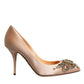 Dolce & Gabbana Beige Satin Crystal High Heels Pumps Shoes