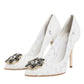 Dolce & Gabbana White Taormina Lace Crystal Heels Pumps Shoes