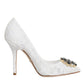 Dolce & Gabbana White Taormina Lace Crystal Heels Pumps Shoes