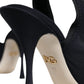 Dolce & Gabbana Black Jersey Stretch Heels Slingback Shoes