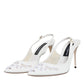 Dolce & Gabbana White Leather Stiletto Heels Slingback Shoes