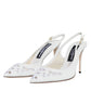 Dolce & Gabbana White Leather Stiletto Heels Slingback Shoes