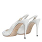 Dolce & Gabbana White Leather Stiletto Heels Slingback Shoes