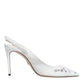 Dolce & Gabbana White Leather Stiletto Heels Slingback Shoes