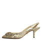 Dolce & Gabbana Gold Crystal Pumps Heels Slingbacks Shoes