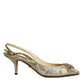 Dolce & Gabbana Gold Crystal Pumps Heels Slingbacks Shoes