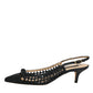 Dolce & Gabbana Black Leather Woven Heels Slingback Shoes