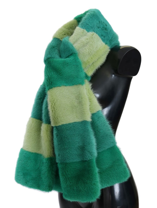 Dolce & Gabbana Elegant Green Mink Fur Scarf Wrap