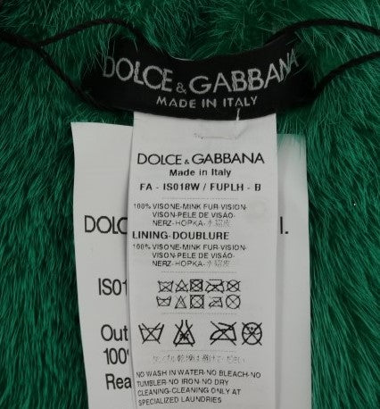 Dolce & Gabbana Elegant Green Mink Fur Scarf Wrap