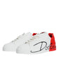 Dolce & Gabbana White Red Portofino Low Top Sneakers Shoes