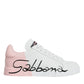 Dolce & Gabbana White Pink Portofino Low Top Sneakers Shoes