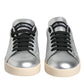 Dolce & Gabbana Silver Calf Leather Portofino Sneakers Shoes