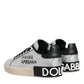 Dolce & Gabbana Silver Calf Leather Portofino Sneakers Shoes